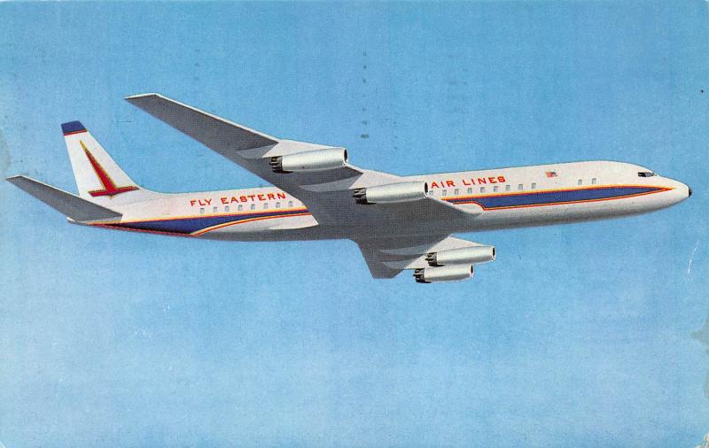 Eastern Air lines, Giant Long Range DC-8 Jets, Early Postcard, Used in 1963