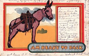 Vintage Postcard 1907 Horse Painting Art Work  Am Ready To Park Souvenir Comic