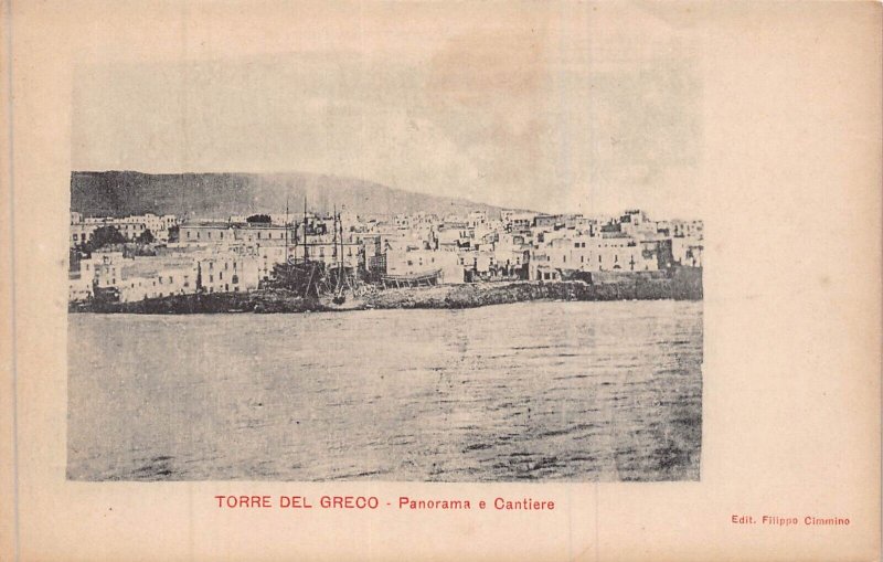 TORRE DEL GRECO ITALY~PANORAMA e CANTIERE~1900s FILIPPO CIMMINO PHOTO POSTCARD