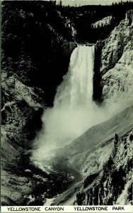 RPPC Yellowstone Canyon Waterfall National Park Real Photo Postcard ANSCO