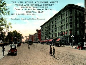 Columbus OH Ohio Neil House Hotel Advertising Postcard