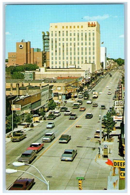 c1960 Looking East College Avenue Exterior Appleton Wisconsin Vintage Postcard