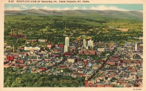 Vintage Postcard 1940 View of Reading Pennsylvania From Pagoda Mt. Penn. PA