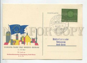 449584 GERMANY 1961 year special cancellations Europe Day Gross-Gerau postcard