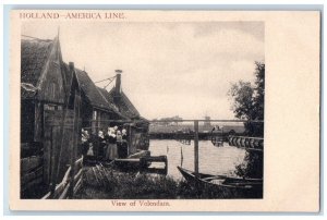 c1905 Holland America Line View Volendam Vintage Antique Bridge Boat Postcard 