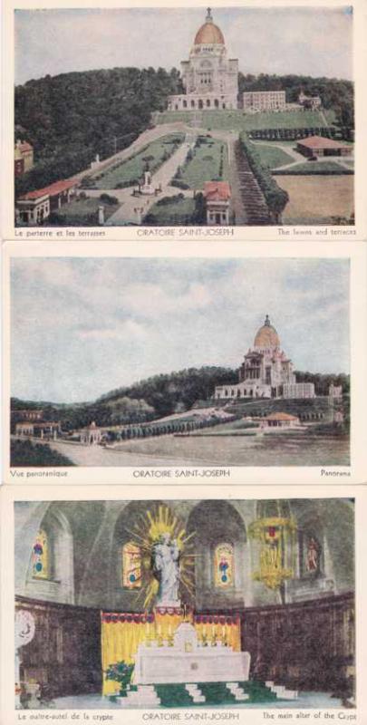 (3 cards) Oratoire Saint-Joseph Lawns Panorama Main Alter Montreal Quebec Canada