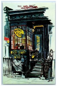c1960's David's Restaurant Exterior Sketch Scene Greenwich New York NY Postcard