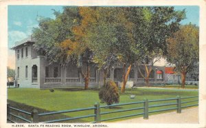 Winslow Arizona Santa Fe Reading Room,  Color Lithograph Vintage Postcard U6239