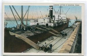 Ship Loading Cotton Steamer Houston Texas 1930s postcard
