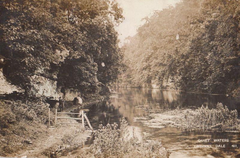 Lathkill Dale Derby Quiet Waters River Antique WW1 1916 Real Photo Postcard