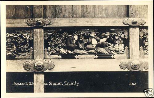 japan, NIKKO, The Simian Trinity (1930s) RPPC