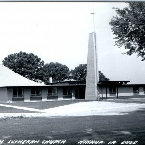 c1960s Nashua, IA RPPC St. John Lutheran Church Unique Modern Chapel Bldg. A112