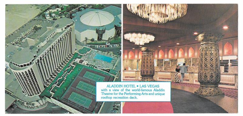 Aladdin Hotel Casino Theatre Las Vegas NV Rooftop Recreation deck Vtg Postcard