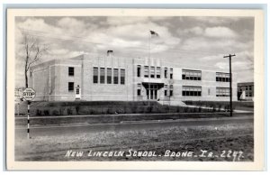 Boone Iowa RPPC Photo Postcard New Lincoln School c1940's Vintage Unposted