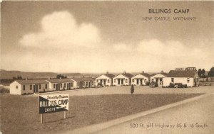 Postcard 1930s Wyoming New Castle Billings Camp occupation roadside 23-13279