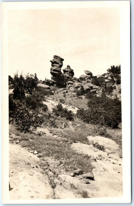c1920s Colorado Springs RPPC Garden Gods Real Photo Punch Judy Rock Postcard A97