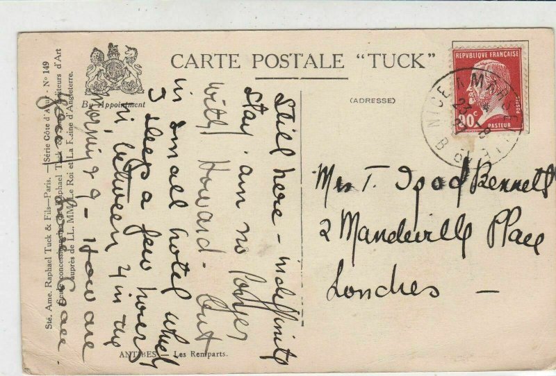 France 1927 Nice Cancel Picture Stamps Post Card to London England Ref 32114 