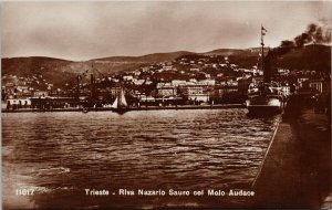 Italy Trieste Riva Nazario Sauro col Molo Audace Zanichelli RPPC Postcard H8