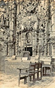 TEPOTZOTLAN MEXICO~CATHEDRAL OTNATE INTERIOR~1940s REAL PHOTO POSTCARD