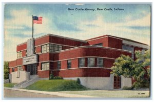 c1940 Exterior New Castle Armory Building New Castle Indiana IN Vintage Postcard