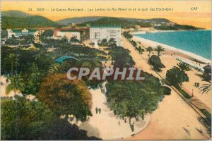 Old Postcard Nice Casino Municipal Gardens of King Albert I and the Quai des USA