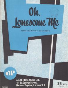 Oh Lonesome Me Don Gibson 1950s Sheet Music