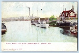 c1905's Kenosha Wisconsin Harbor Morgan Club House & Simmons Mfg. Co. Postcard