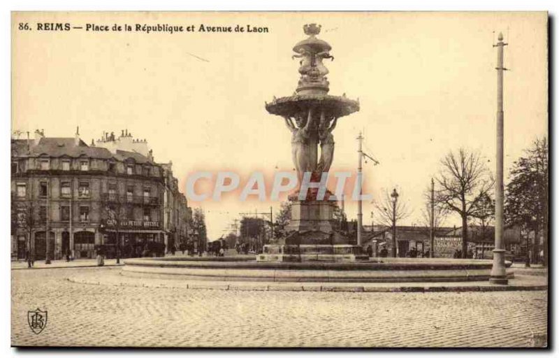 Reims Old Postcard instead of the republic and Laon Avenue