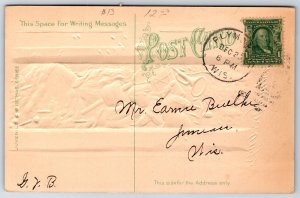 Christmas Santa Opens Door Peeks Inside~Candle Tree On Shoulder~Toys~Juvenile