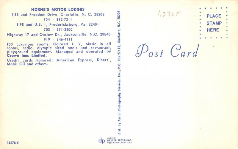 Charlotte, North Carolina, Horne's Motor Lodges, AA358-12