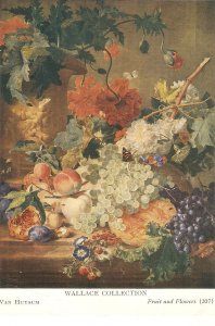 Van Huysum. Fruit and Flowers Fine painting, modern English PC. Size 15 x 10,5