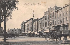 Broadway Horse Wagon Store Front Salem Ohio Vintage Antique Postcard RR74