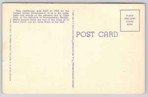 Provincetown Massachusetts~Long Point Lighthouse @ Cape Cod End~Linen Postcard