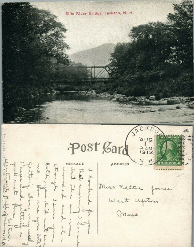 ELLIS RIVER BRIDGE JACKSON N.H. ANTIQUE 1912 POSTCARD