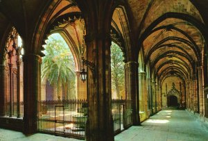 Postcard Cathedral Cloister Gothic District Building Basilica Barcelona Spain