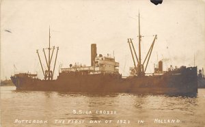 SS La Crosse 1921's First Day in Holland, Real Photo Misc Ship Line Ship 