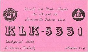 QSL Radio Card From Martinsville Indiana KLK - 5331