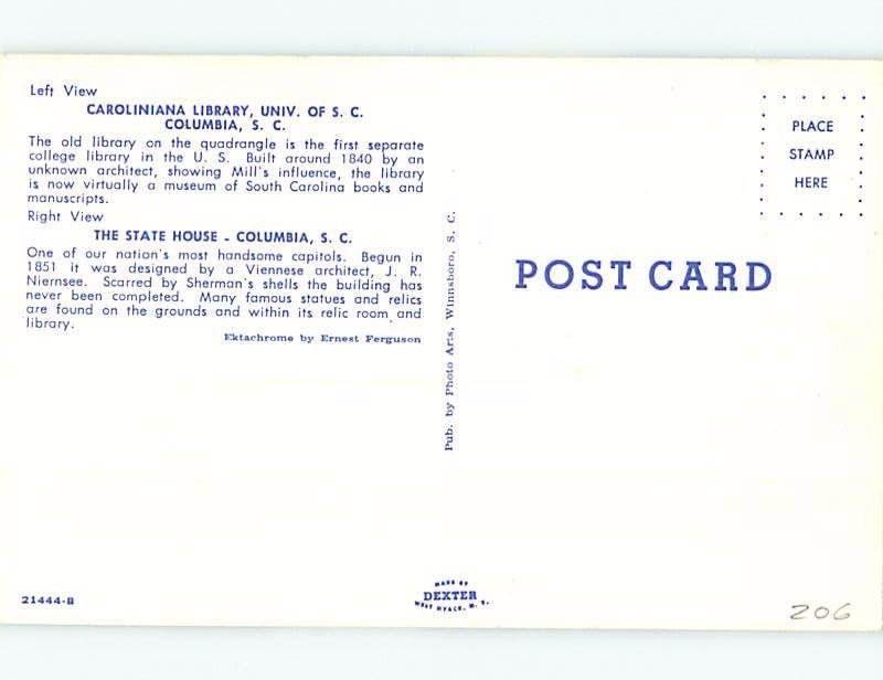 Unused Pre-1980 TWO VIEWS ON CARD Columbia South Carolina SC ho7415@