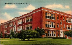 Vtg 1940s Maxson School Plainfield New Jersey NJ unused Linen Postcard