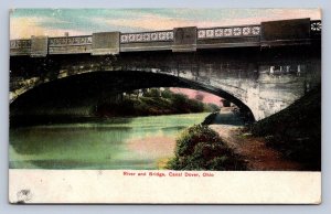 J91/ Canal Dover Ohio Postcard c1910 River and Bridge  144