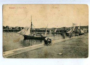 203230 FRANCE CANNES port ships & CAR Vintage postcard