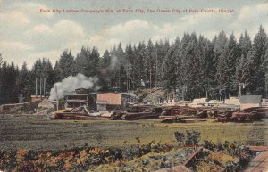 Falls City Polk County Oregon Lumber Mills Logging Vintage Postcard AA29261 