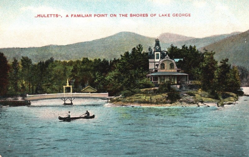 Vintage Postcard Grace Hullets Familiar Point On Shores Of Lake George New York