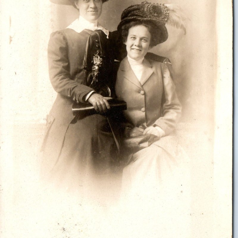 c1910s Adorable Smiling Young Women RPPC Lady Friends Real Photo Cute Girls A159