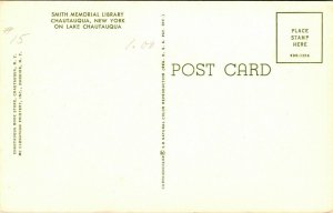 Smith Memorial Library Chautauqua New York NY Postcard Curtiech VTG UNP Vintage 