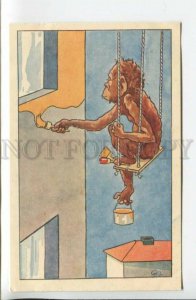 440002 Life MONKEY profession Job House painter Vintage postcard