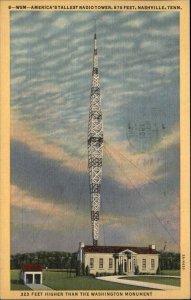 Nashville Tennessee TN Radio Tower 1930s-50s Postcard