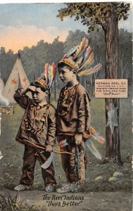 H22/ Native American Indian Postcard c1910 Herman Reel Co Ad Boys Costume 8