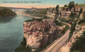 Vintage Postcard 1910's Trolley Line through the Gorge Niagara Falls New York