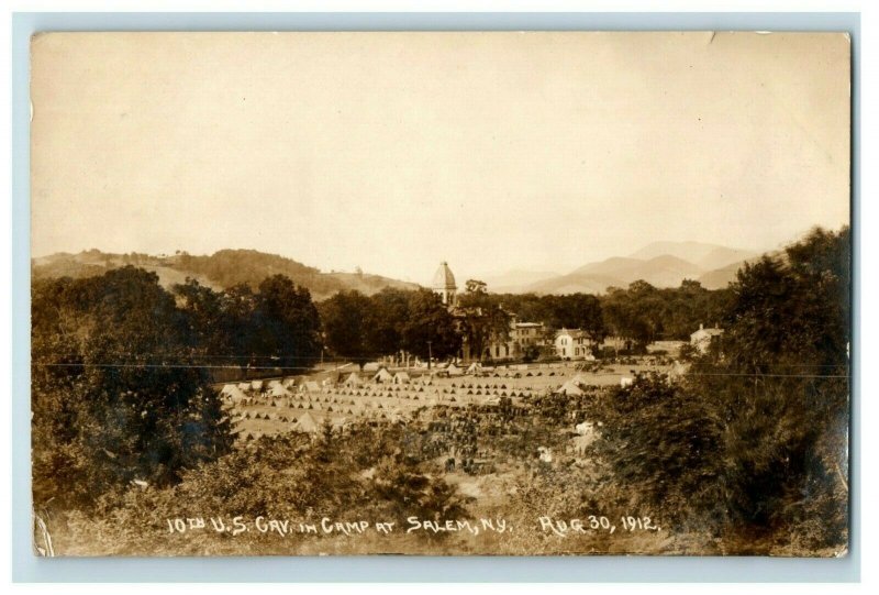 1912 RPPC 10th US Cavalry Camp At Salam, NY #4 Postcard P91 